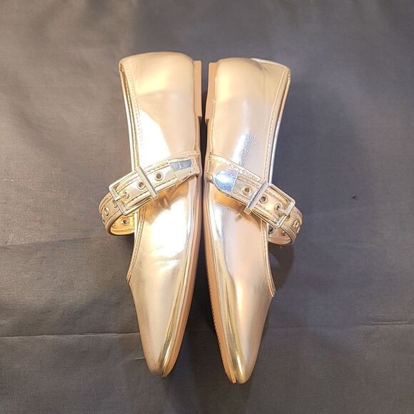 BRAND NEW STEVE MADDEN BALLET WITH STRAP CHIC GOLD MARY JANE - Picture 9 of 13